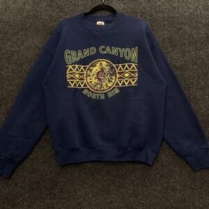 Grand Canyon North Rim Crewneck Sweatshirt Men's Large Navy Graphic Vintage 90s